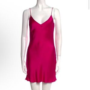 Dannijo 100% Silk Slip Dress Spaghetti Strap Sensual Hot Pink XS Short